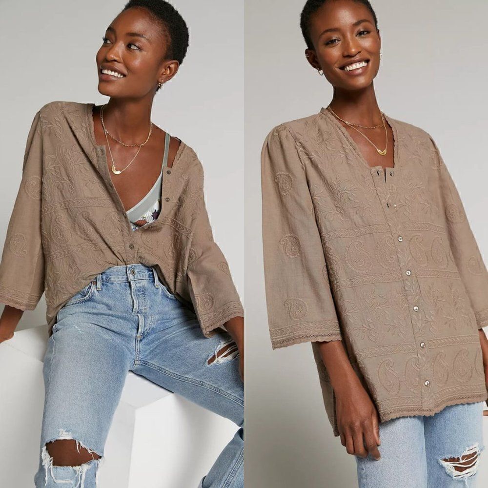 Anthropologieeaston Embroideredtunicblouse